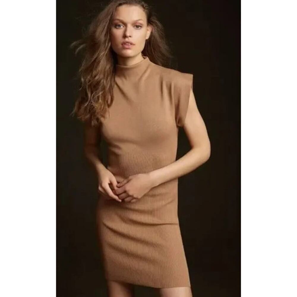 Womens Anthropologie Mock Neck Mini Sweater Dress Size Medium